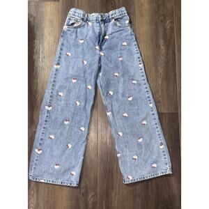 H&M Girls Hello Kitty Sanrio Jeans Wide Leg Size 8